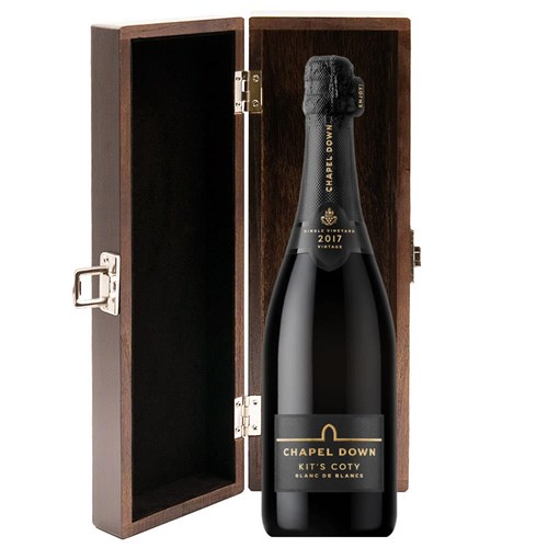 Chapel Down Kits Coty Blanc de Blancs 2017 Vintage English Sparkling 75cl in Elm Wood Gift Box
